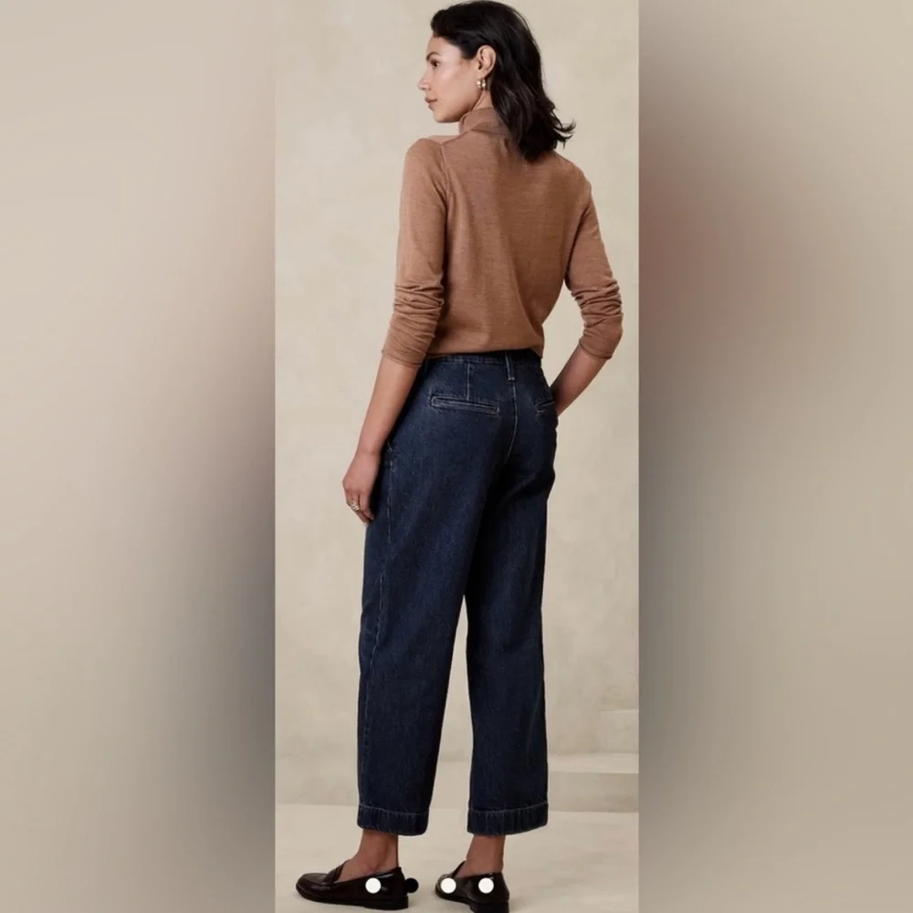 Banana Republic Luxe Mid Rise Straight Denim Jeans Dark Wash, Size 28/6 Regular - Picture 3 of 14